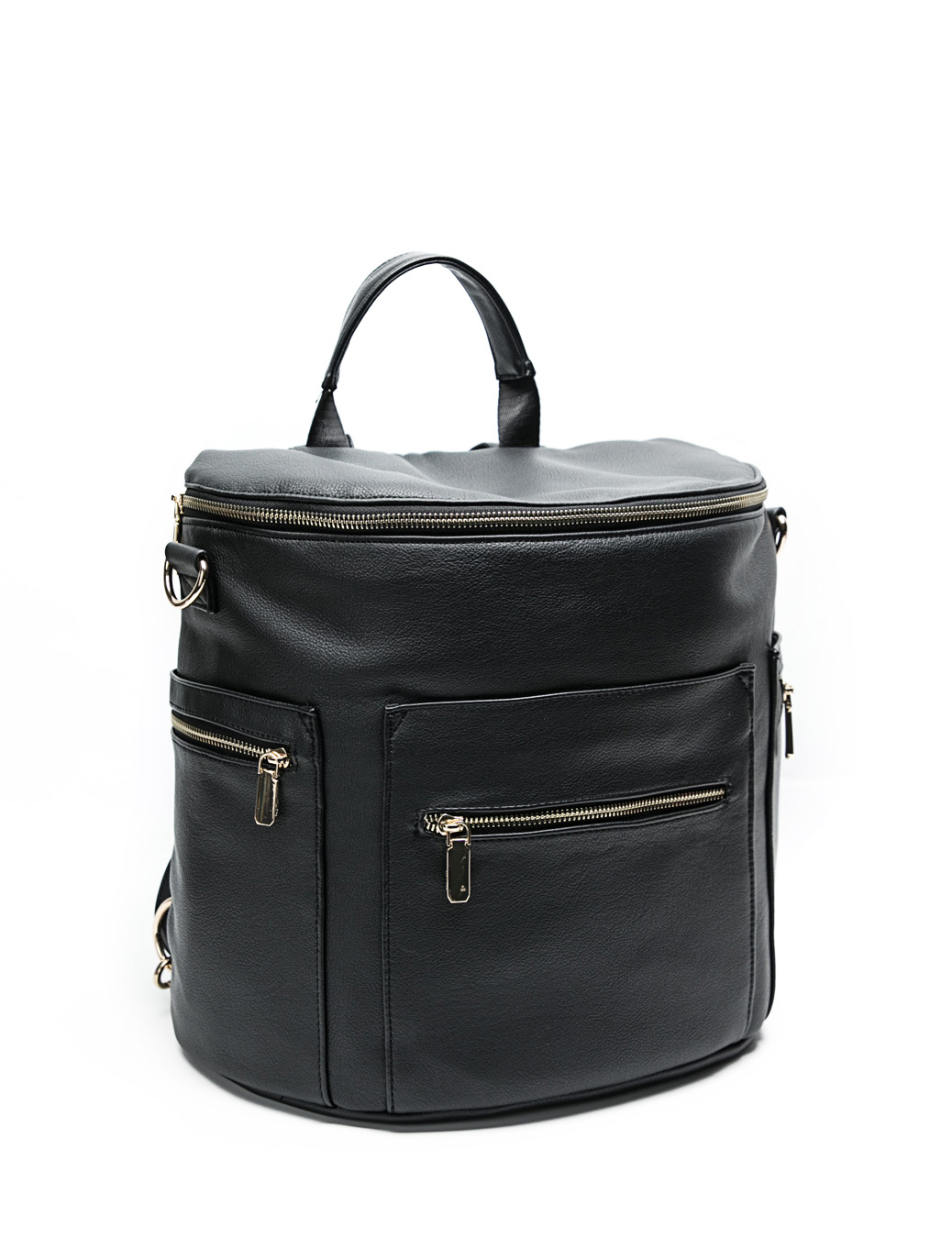 Leather Diaper Bag Backpack Regular (Black) | Miss Fong