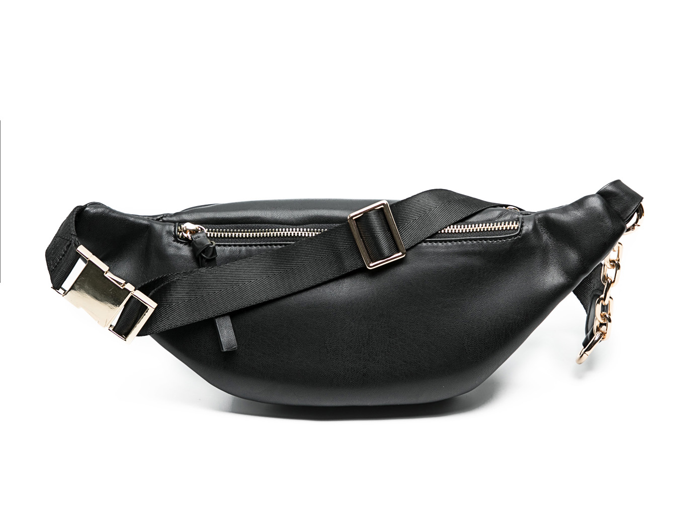 Leather Fanny Pack For Women,Waist Bag,Belt Bag, Bum bag with 9 Pockets ( Black)
