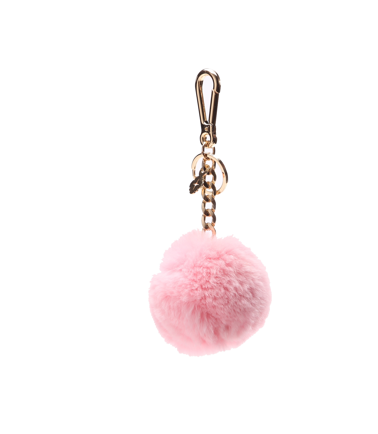 Pink Fur Keychain Light Pink Real Fur Pom Pom Fur Fox Ball 