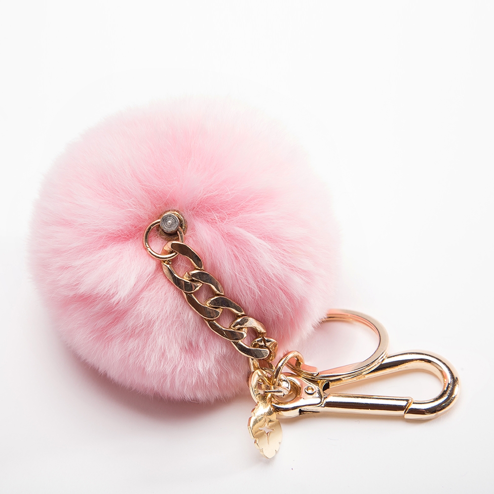 Large Fluffy Puffs Ball Bag Charm Pompom Keychain Fur Keychain Furry Key  chains POMS Purse Charm Light Tan Plush Puffs Fuzzy Furry Art