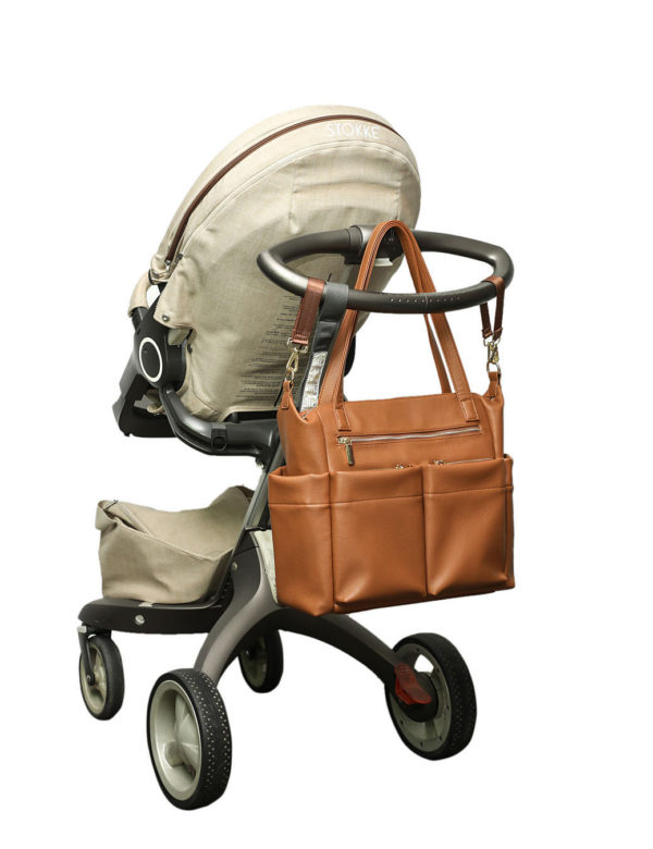 miss fong brown diaper bag tote with stroller strap
