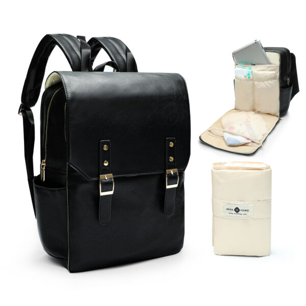 Leather Diaper Bag Backpack with Chaning Pad