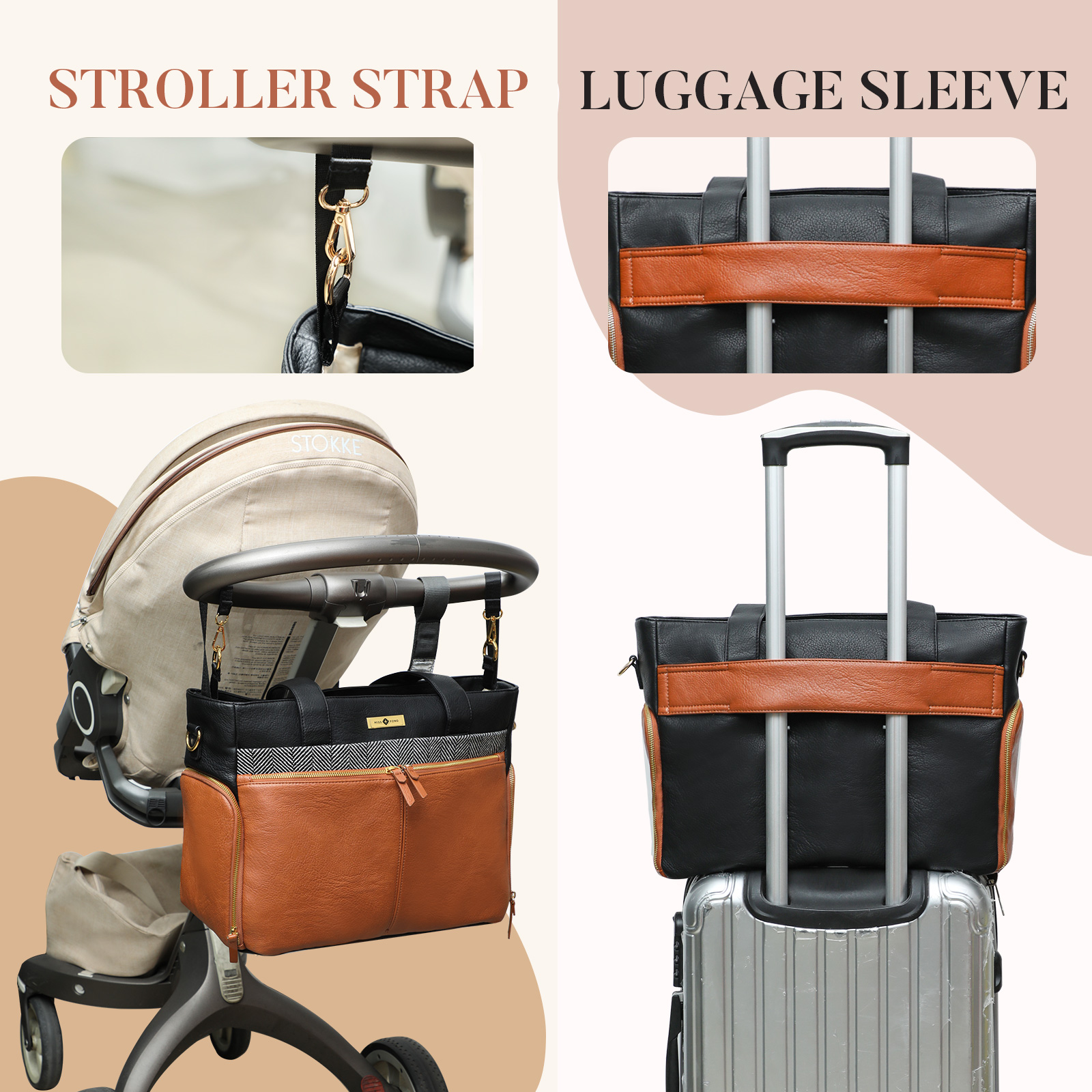 2x Black Clip Hooks for STOKKE strollers Hang Shopping Diaper Bag Purse Pair New 