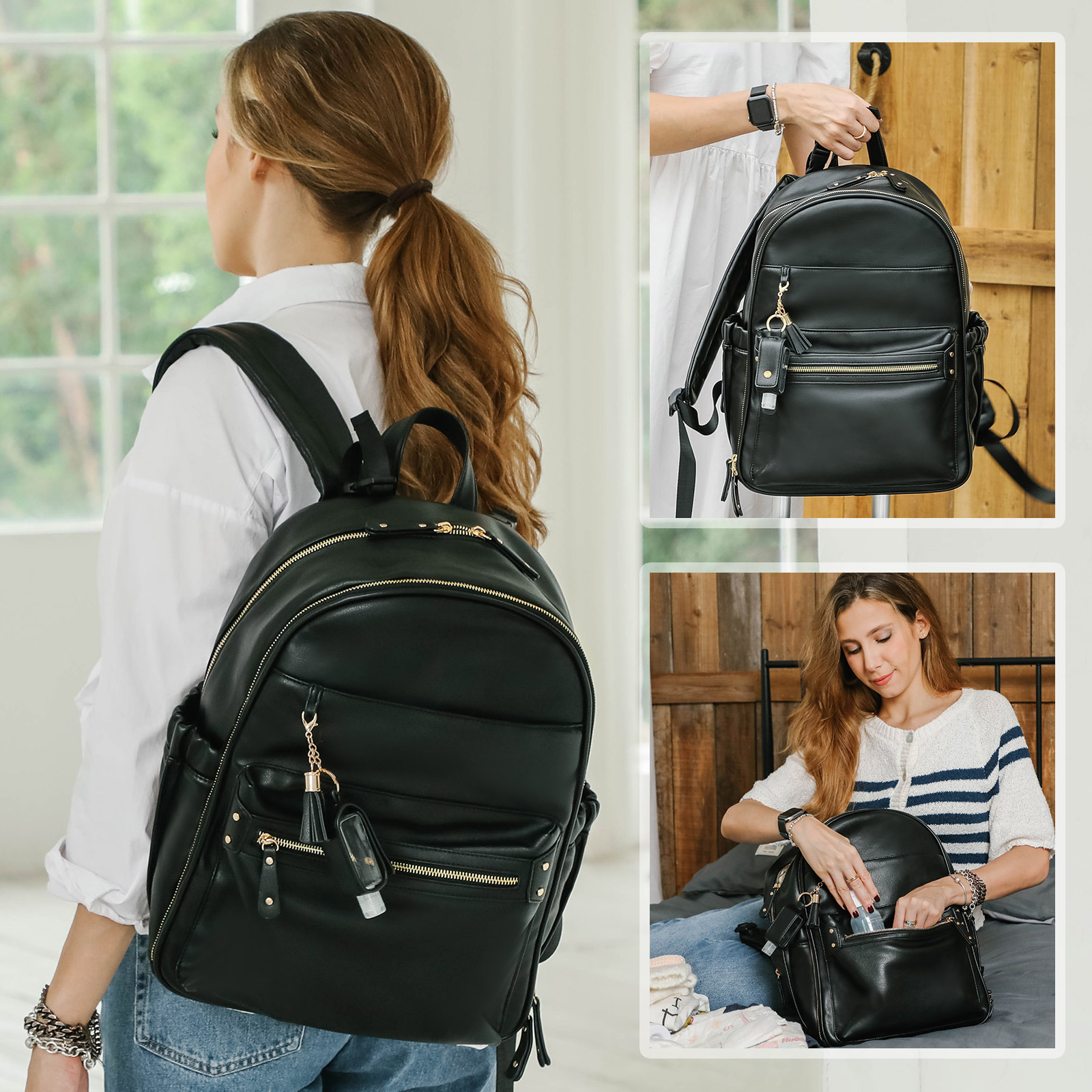 3-in-1 Convertible Backpack + Baby Changing Pad | Baggallini in Black