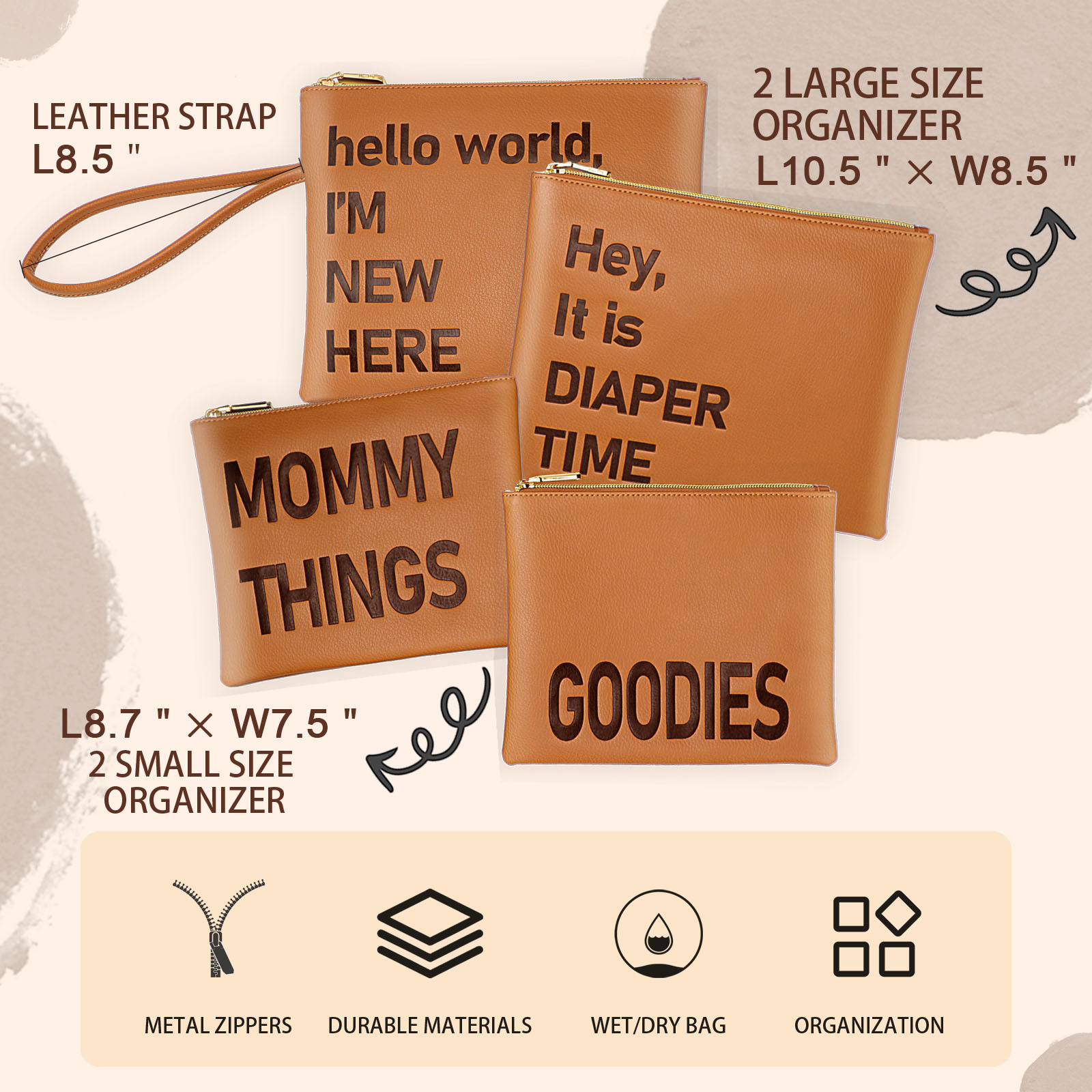 Diaper Bag Organizing Pouches (Set of 4) - Rainbow Diaper Bag