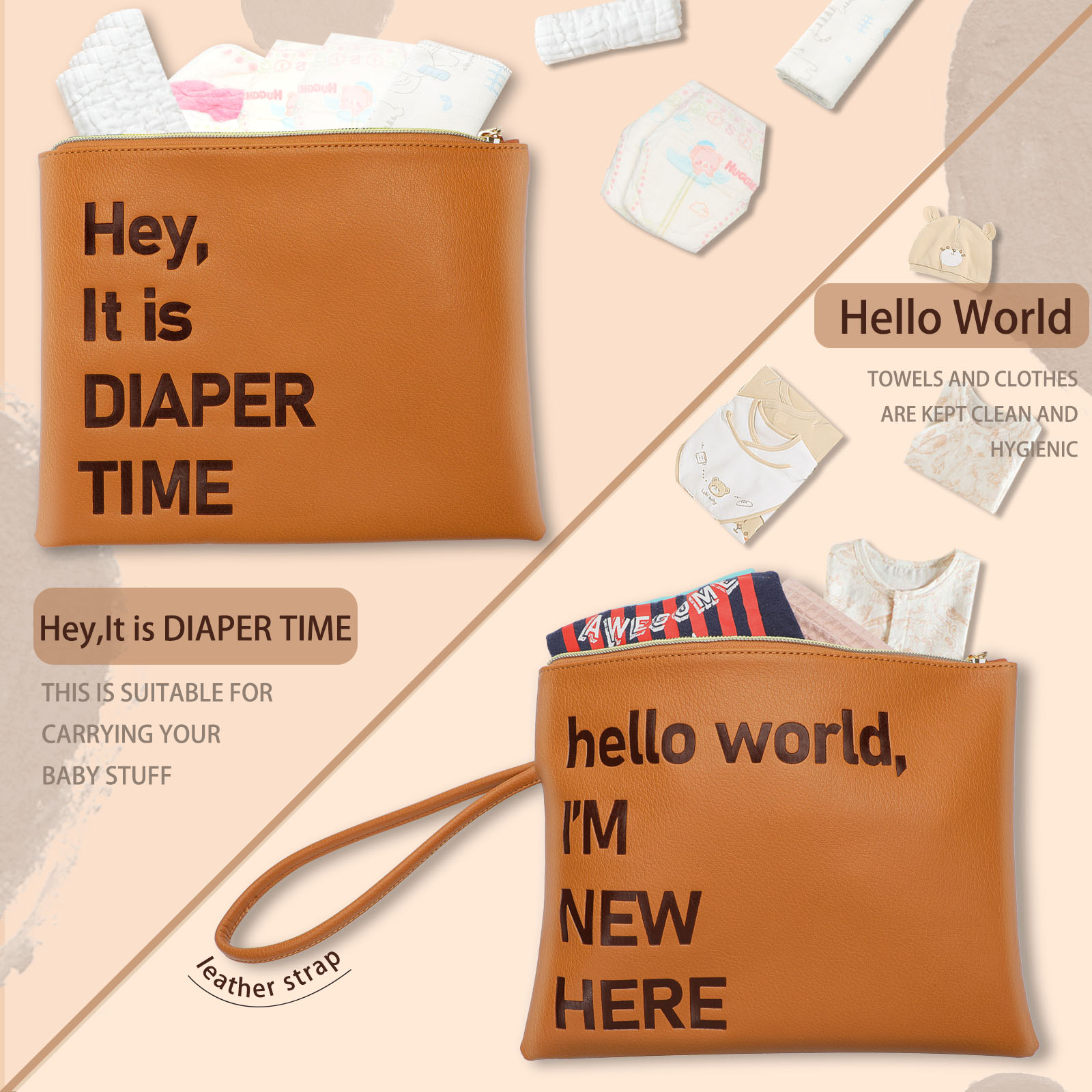 Diaper Bag Organizer Pouches Set of 4 - Blush & Clear