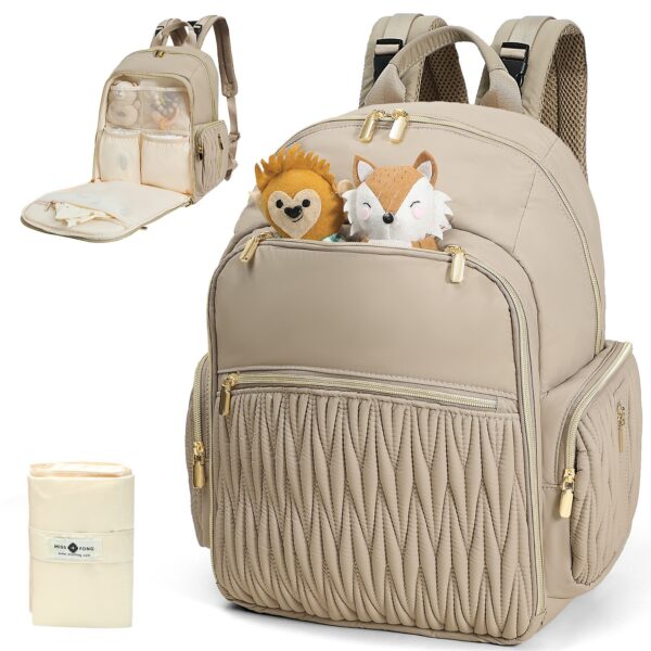 Mss Fong Daper Bag Backpack Baby Daper Bag, Large Leather